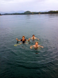 Out for a swim in very cold Alaskan water! 